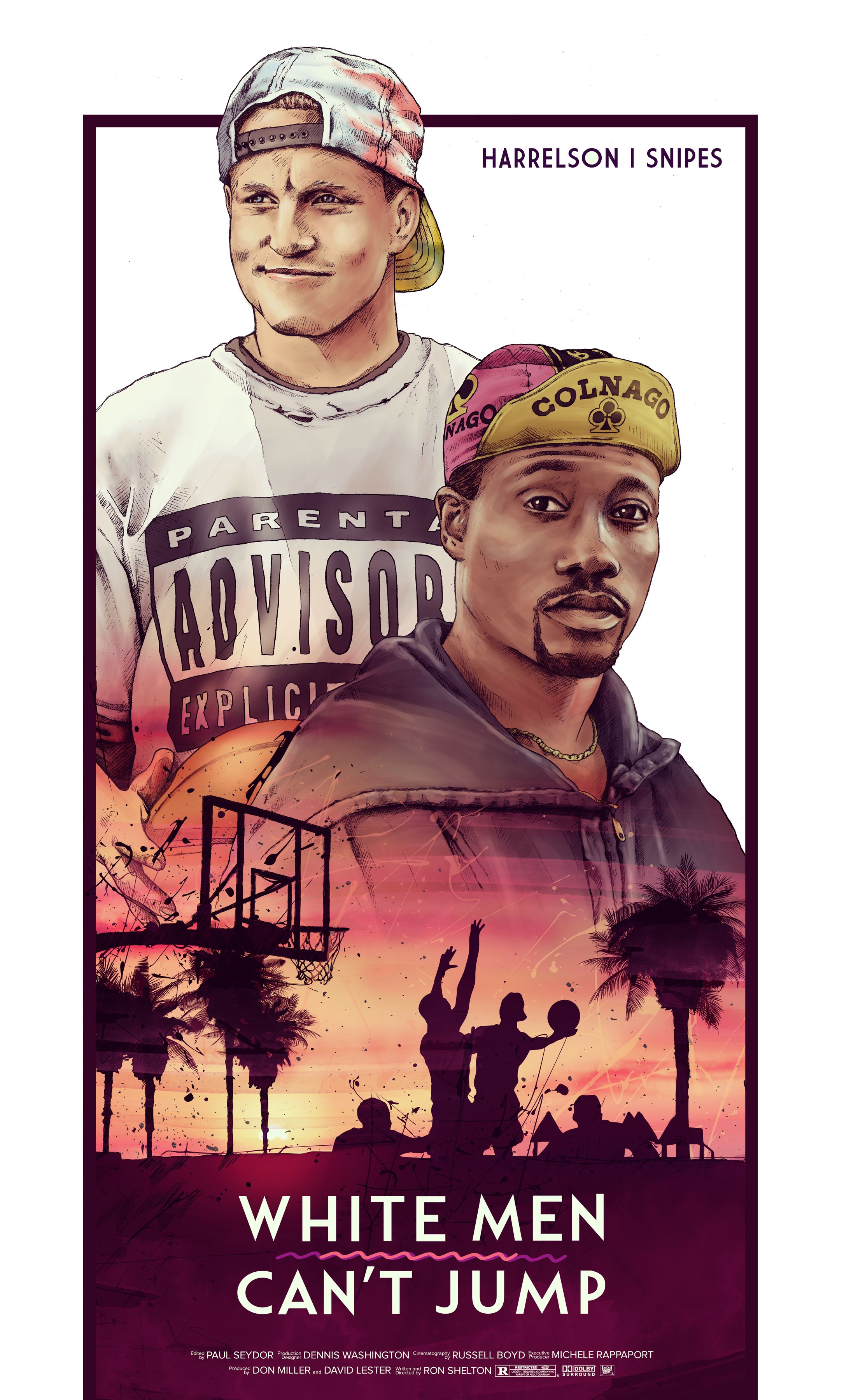 white men can't jump (art by chris di benedetto). Classic movie posters, White man, Great white movie