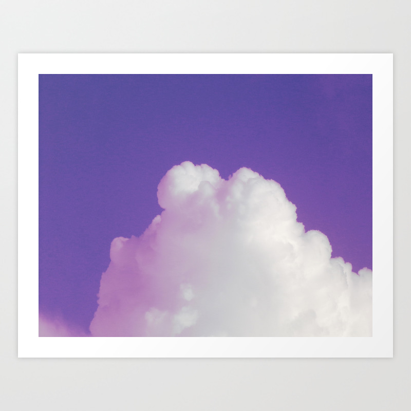 Big Fluffy Cloud Against a Purple Sky, Beautiful Cloud and Beautiful Sky Art Print