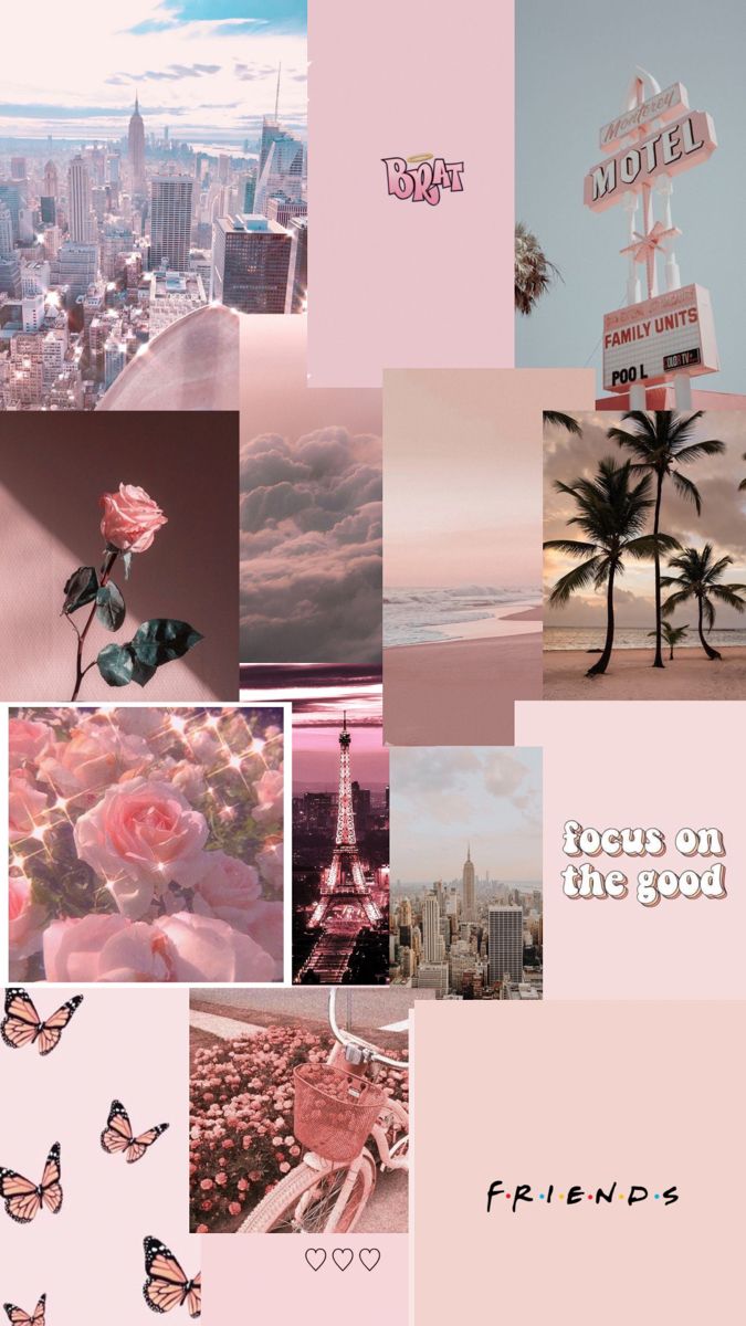 pastel pink collage