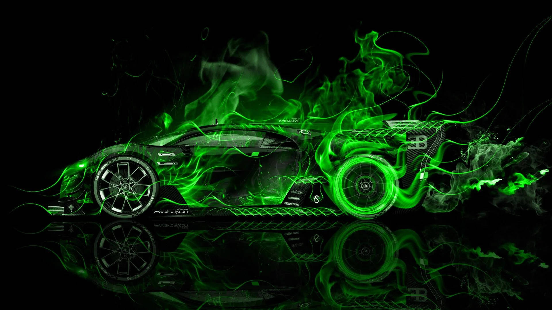 Download Car With Green Fire Wallpaper
