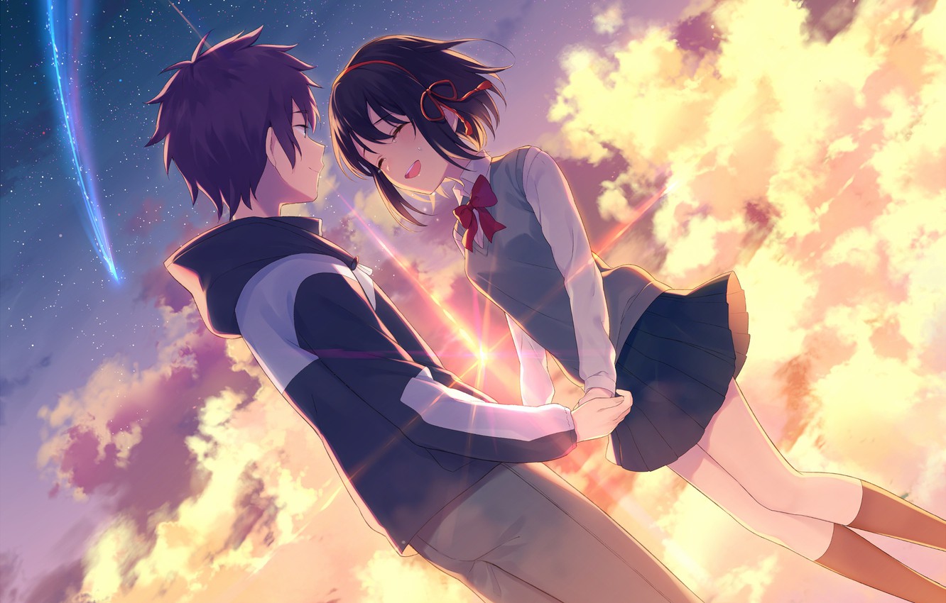 Photo Wallpaper Girl, Love, Sunset, Romance, Anime, Distance Love Anime