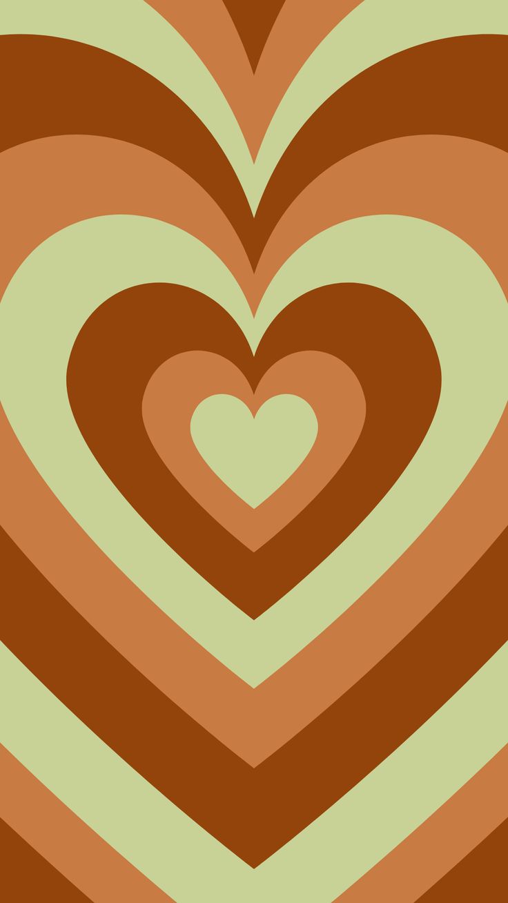 Aesthetic Heart Design Brown and Green Wallpaper