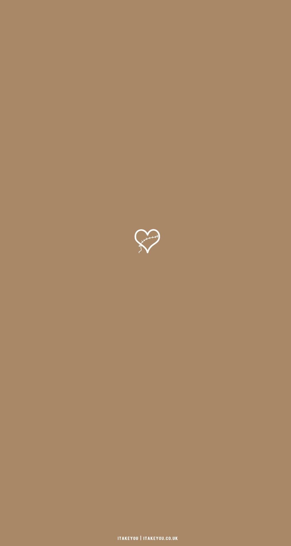 Cute Brown Aesthetic Wallpaper for Phone, Stitched Heart Minimalist I Take You. Wedding Readings. Wedding Ideas