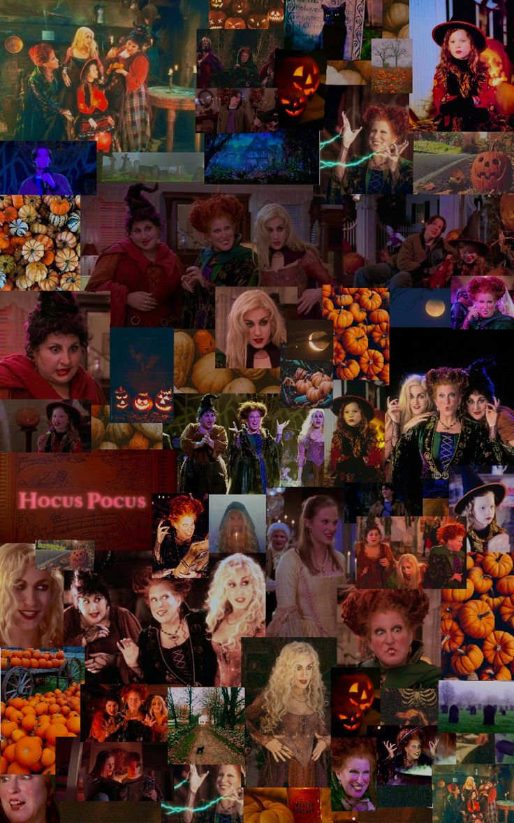 Hocus Pocus Collage Wallpaper. Halloween wallpaper iphone, Halloween wallpaper iphone background, Halloween wallpaper background