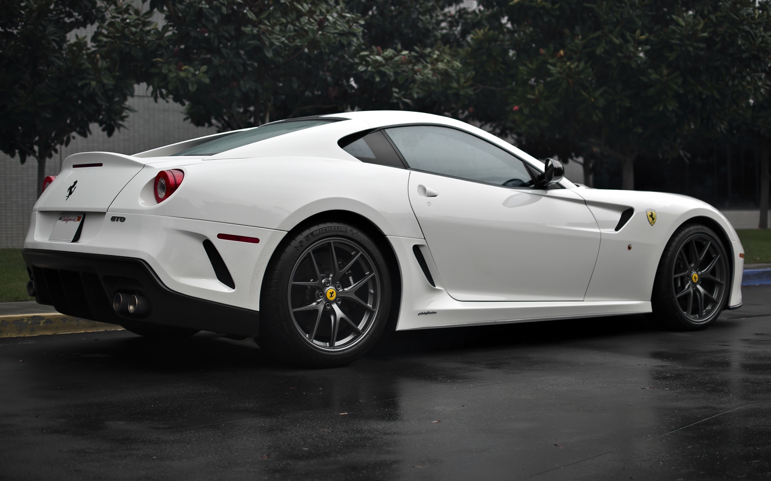Wallpaper Ferrari 599 GTO white car back view 2560x1600 HD Picture, Image