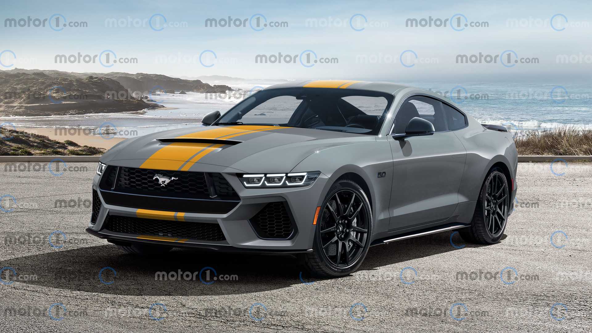 2024 Ford Mustang 3D Rendering Imagines Next Gen Model Parked Roadside