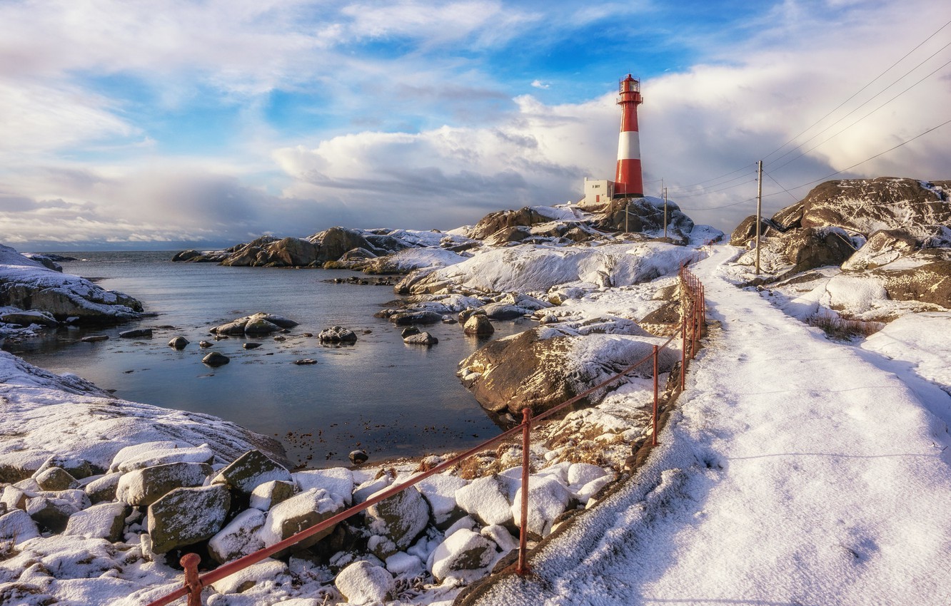 Wallpaper shore, lighthouse, Norway, Rogaland, Midtbrød image for desktop, section пейзажи