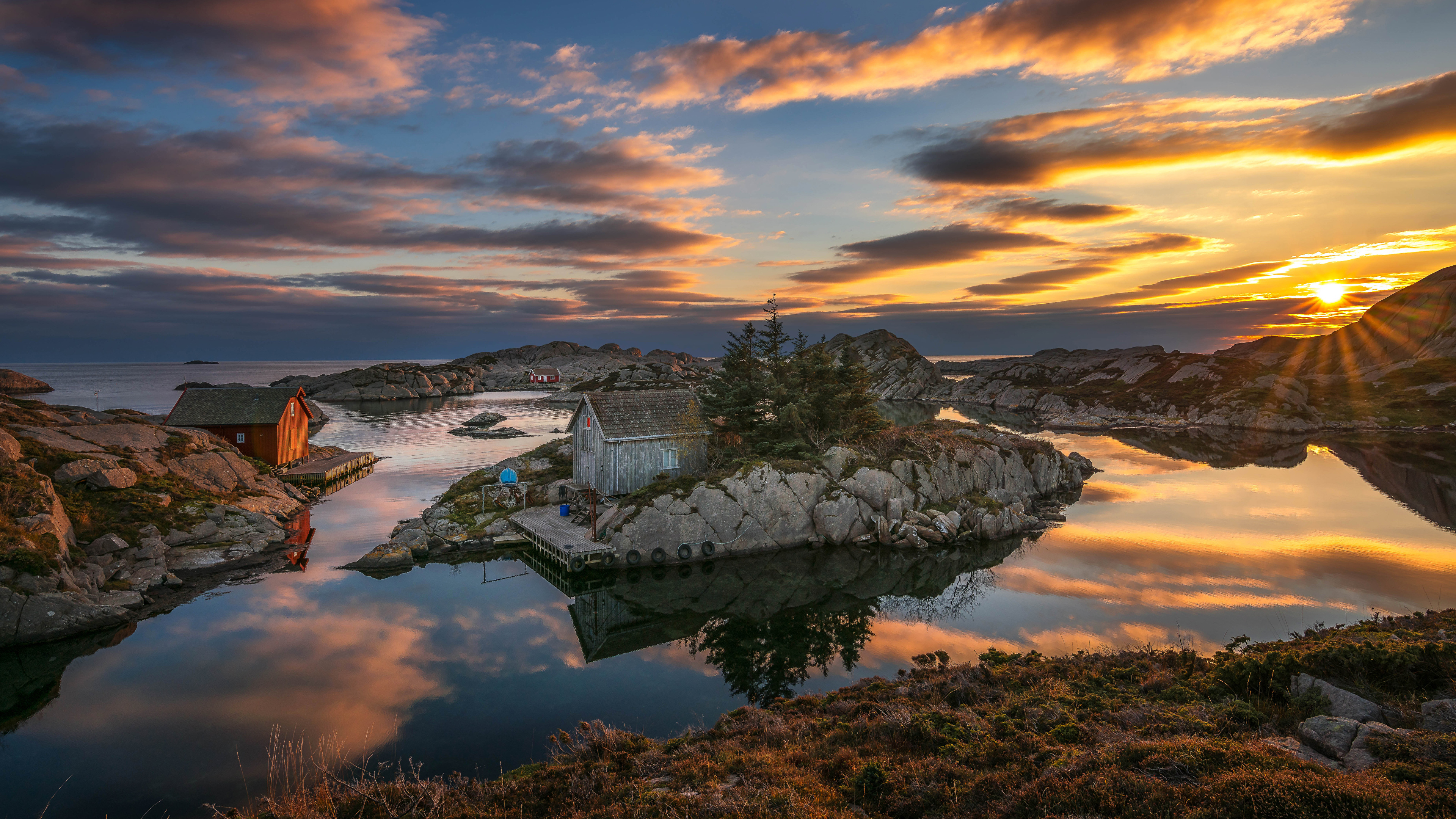 Image Norway Rogaland Sun Nature Sky Island sunrise and 3840x2160