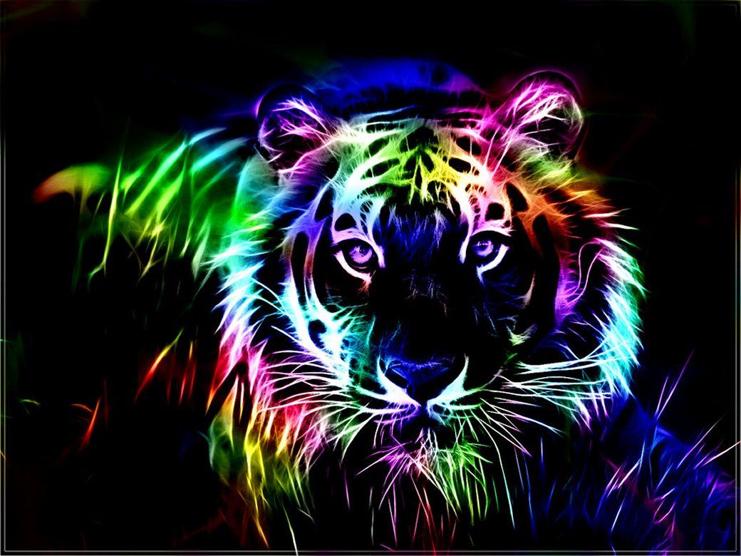 Colorful fractal tiger rainbow animal cats HD Wallpaper. Tiger art, Tiger wallpaper, Animal wallpaper