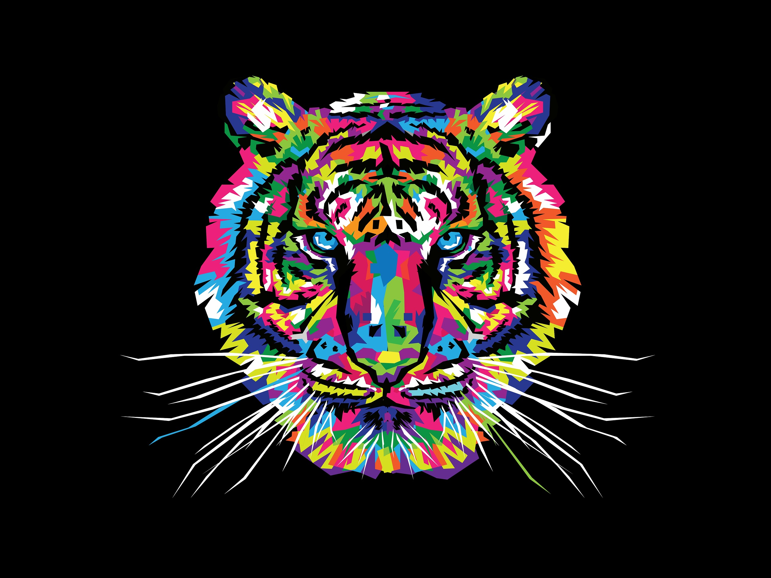 Rainbow Colored Tiger Head