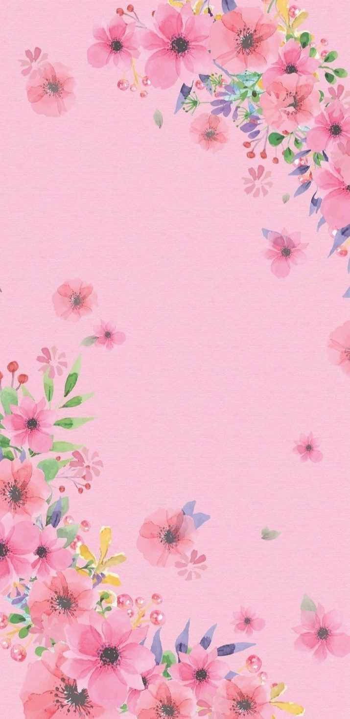 Download Preppy Pink Floral Design Wallpaper