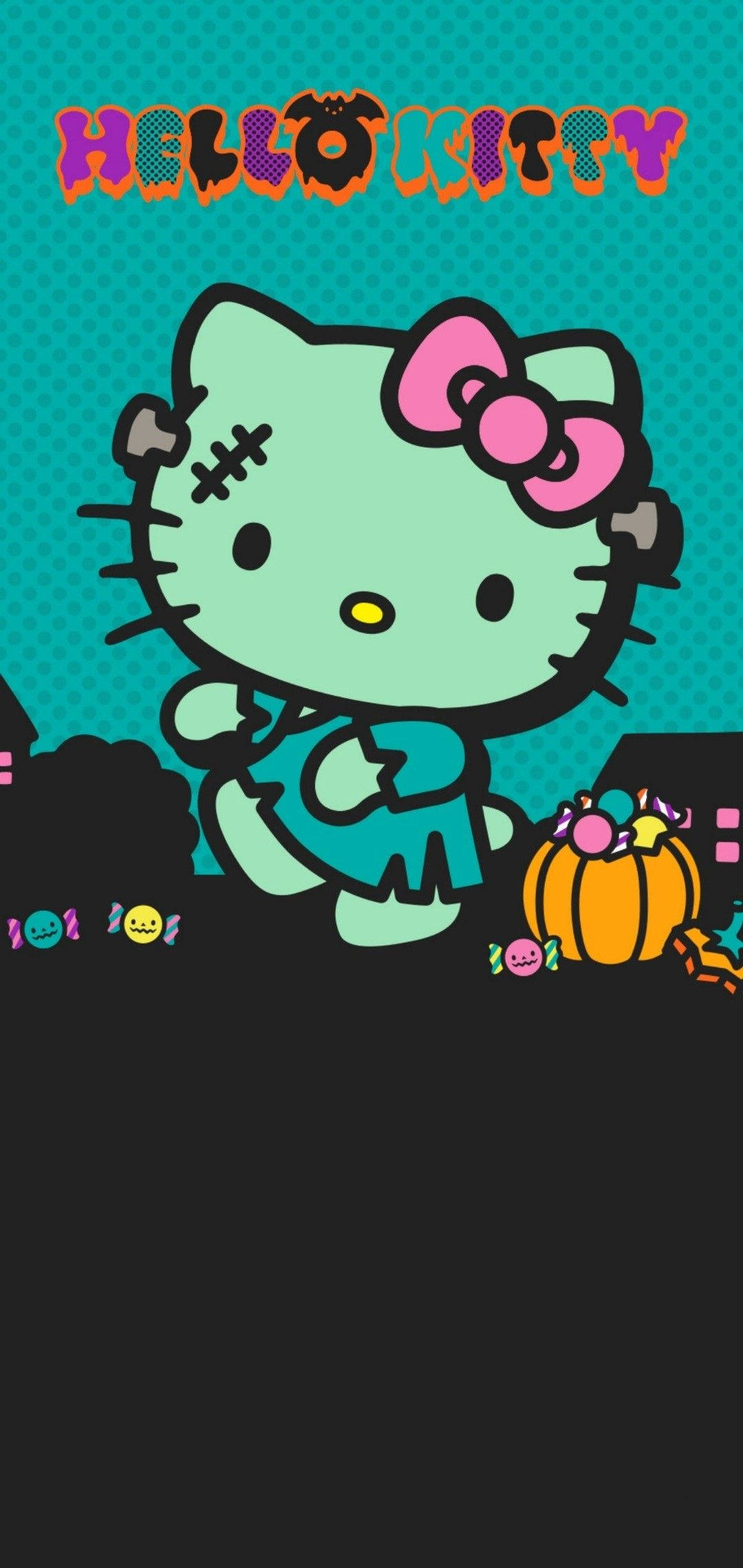 Download Green Hello Kitty Halloween Zombie Wallpaper