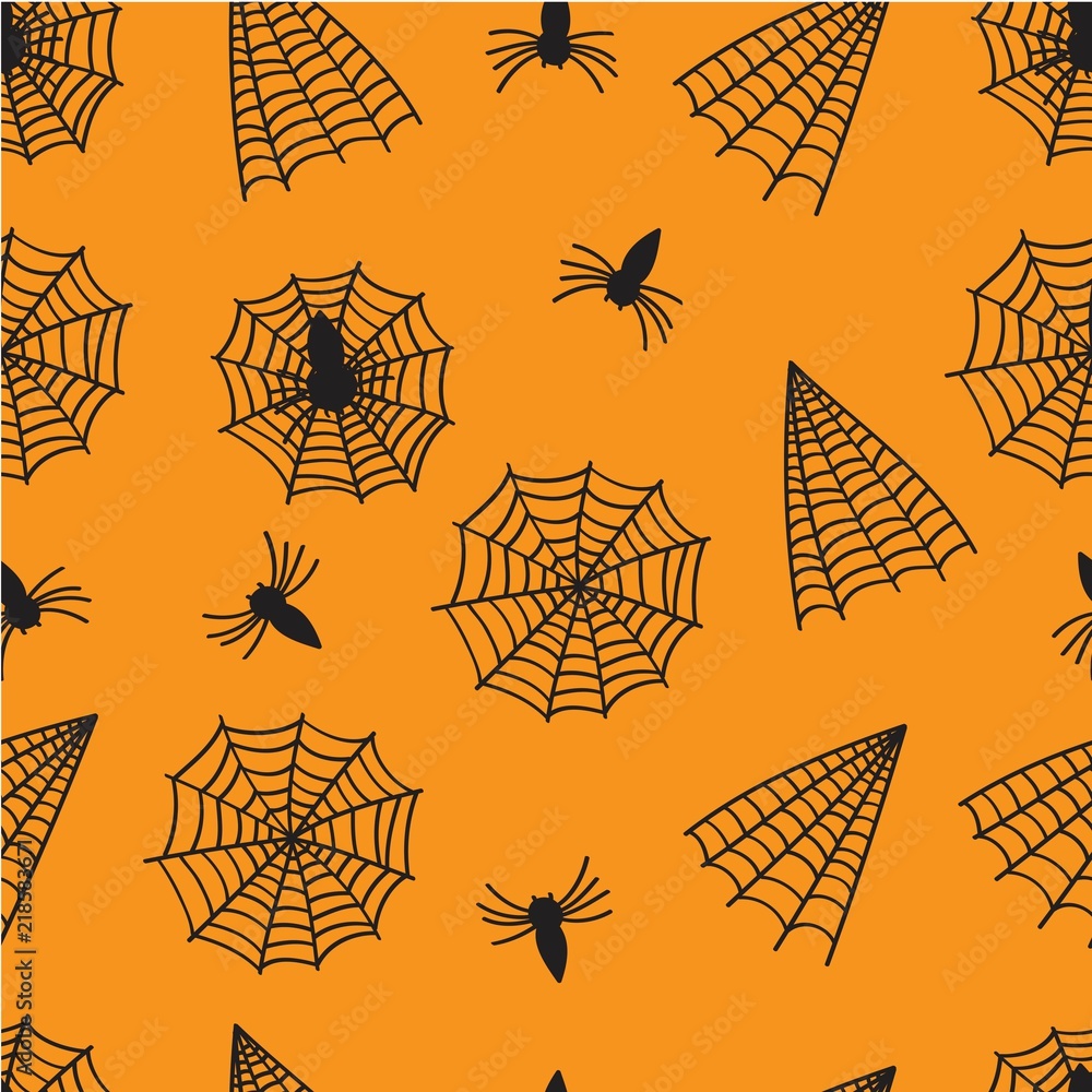 Seamless spider halloween, spider web, doodle, wallpaper Stock Vector