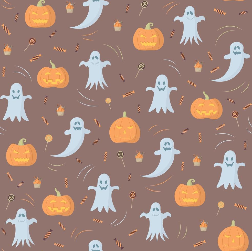 Halloween seamless pattern in pastel color