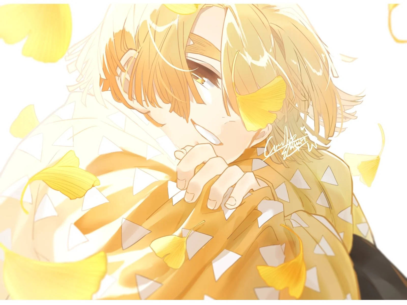 Download Zenitsu Pfp Yellow Petals Wallpaper