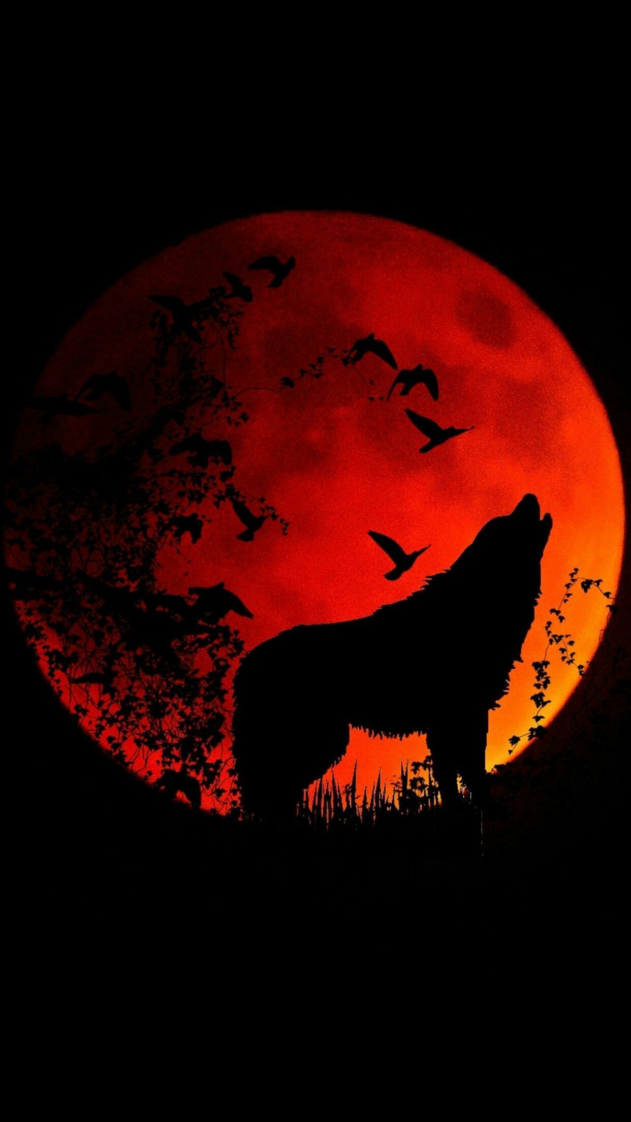 Red Moon Wolf Wallpaper