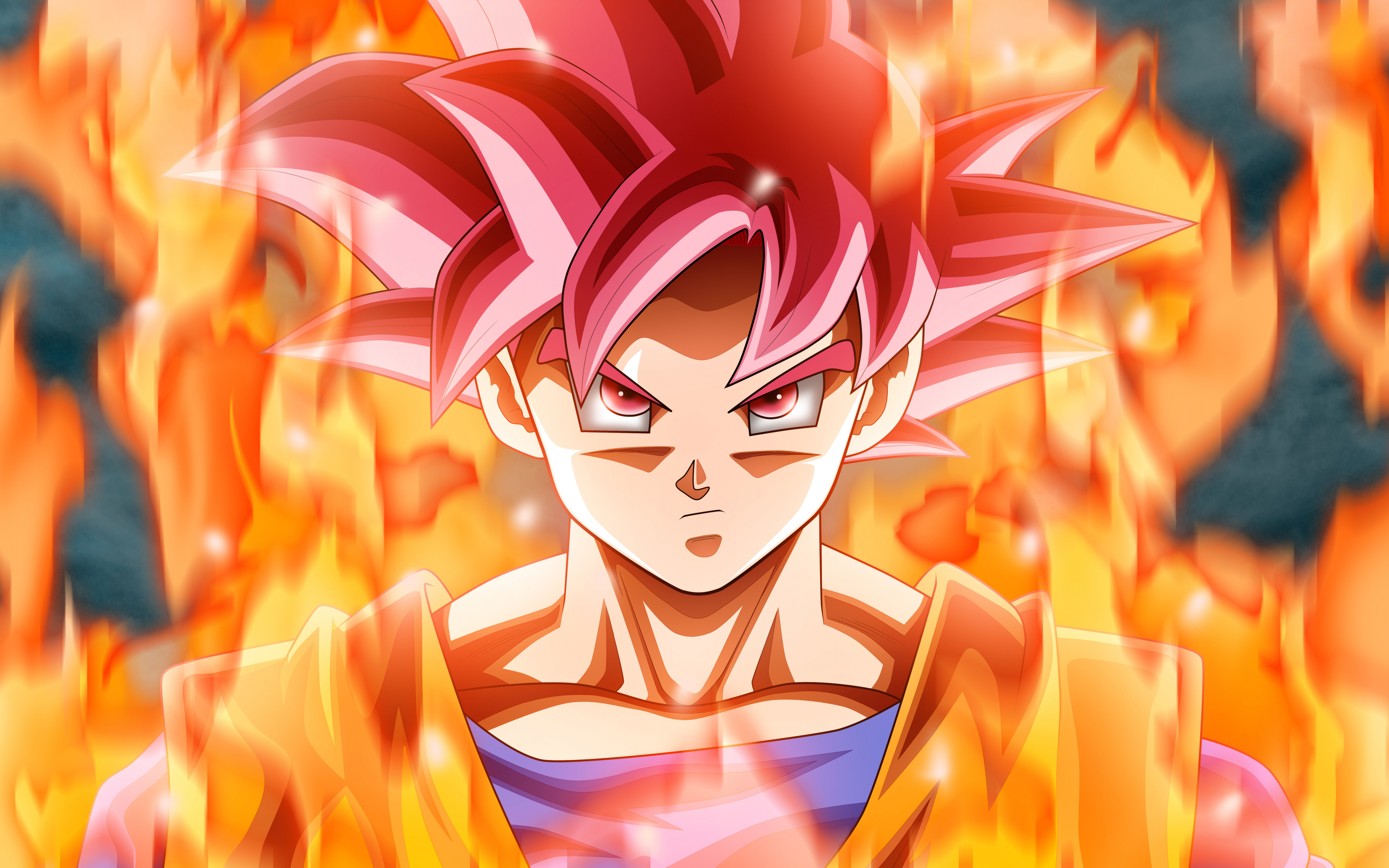 Download 3840x2400 goku, fire, dragon ball super, anime 4k wallpaper, 4k, ultra HD 16:10 wallpaper, 3840x2400 HD image, background, 1273