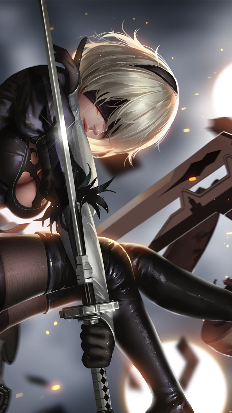 Nier: Automata, Girl, Sword, Fight 1080x1920 IPhone 8 7 6 6S Plus Wallpaper, Background, Picture, Image