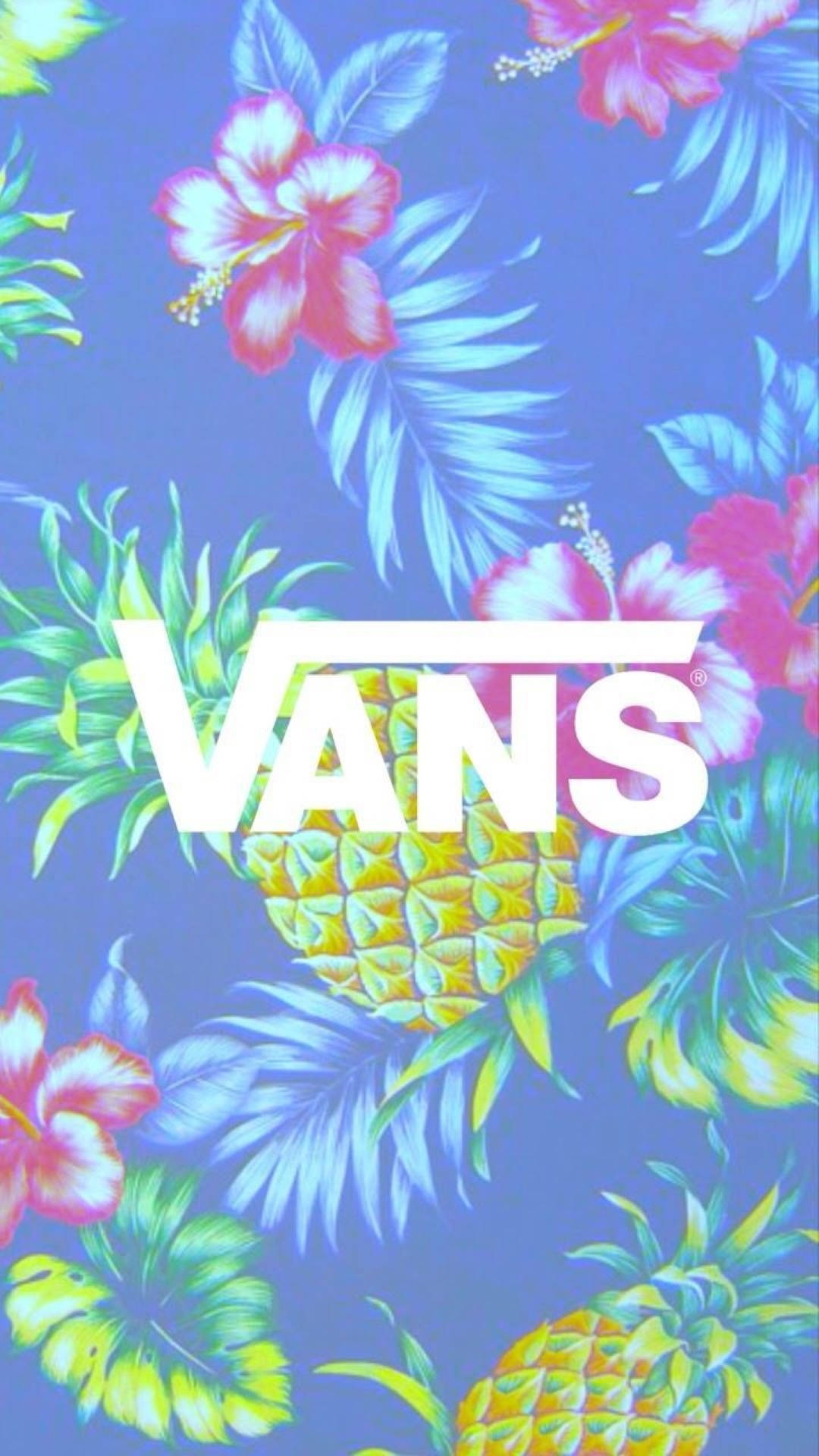 Download Vans Logo Flowers And Pineapples Wallpaper