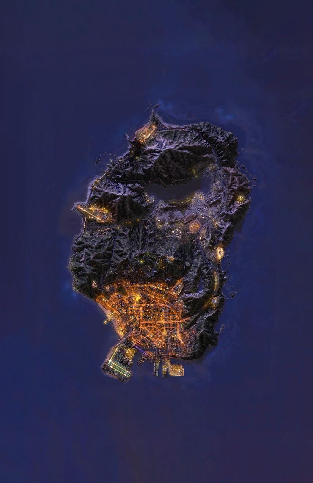 I turned an image of the gta v map into a phone wallpaper by adding more water so the whole thing can fit on your phone