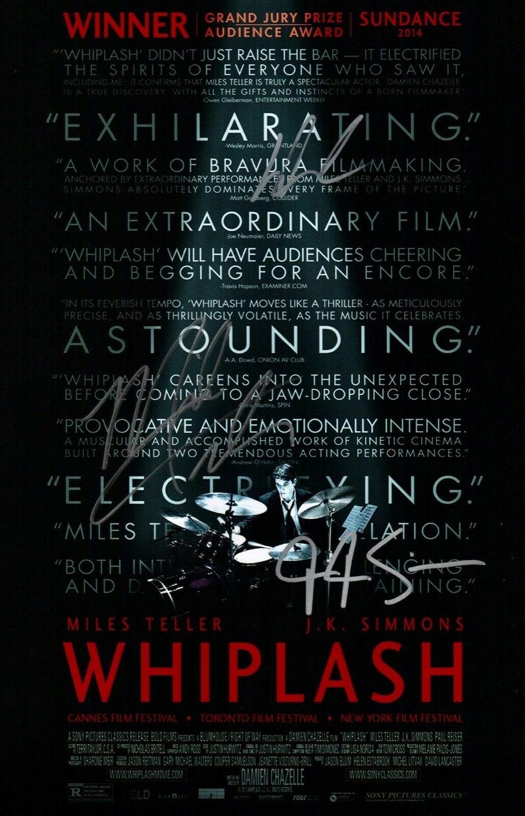 Miles Teller J.K. Simmons & Damien Chazelle Whiplash Signed Poster Photo Printing Wallpaper Home Decoration Painting. Painting & Calligraphy
