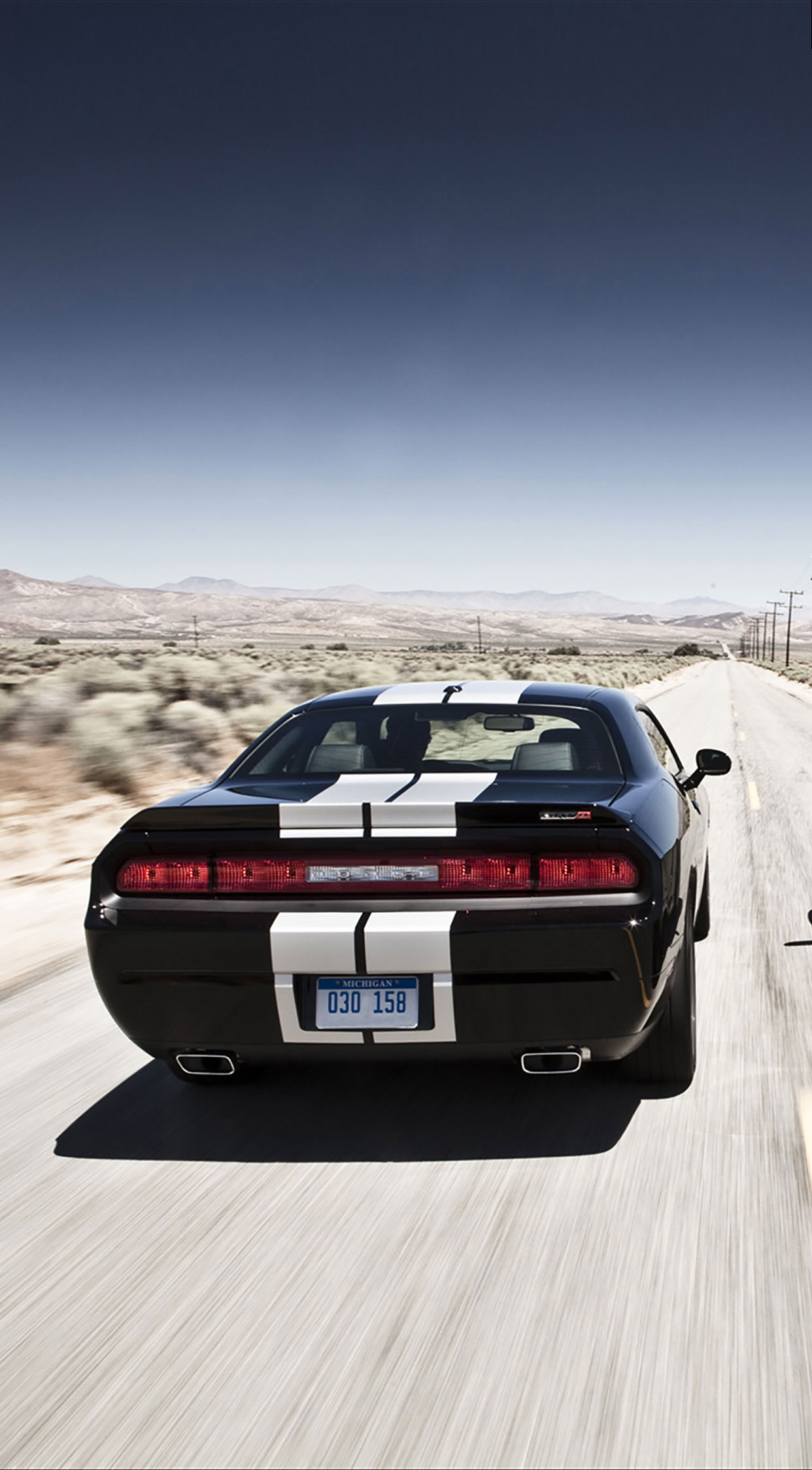 Dodge Challenger back Wallpaper for iPhone 11, Pro Max, X, 8, 7, 6