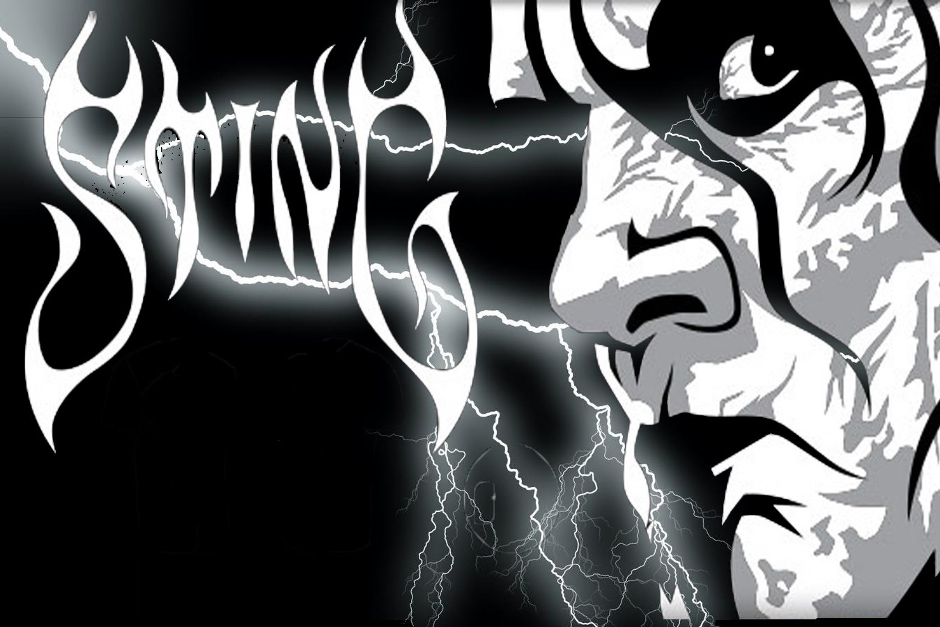 wwe sting wallpaper, font, fictional character, graphic design, illustration, black and white