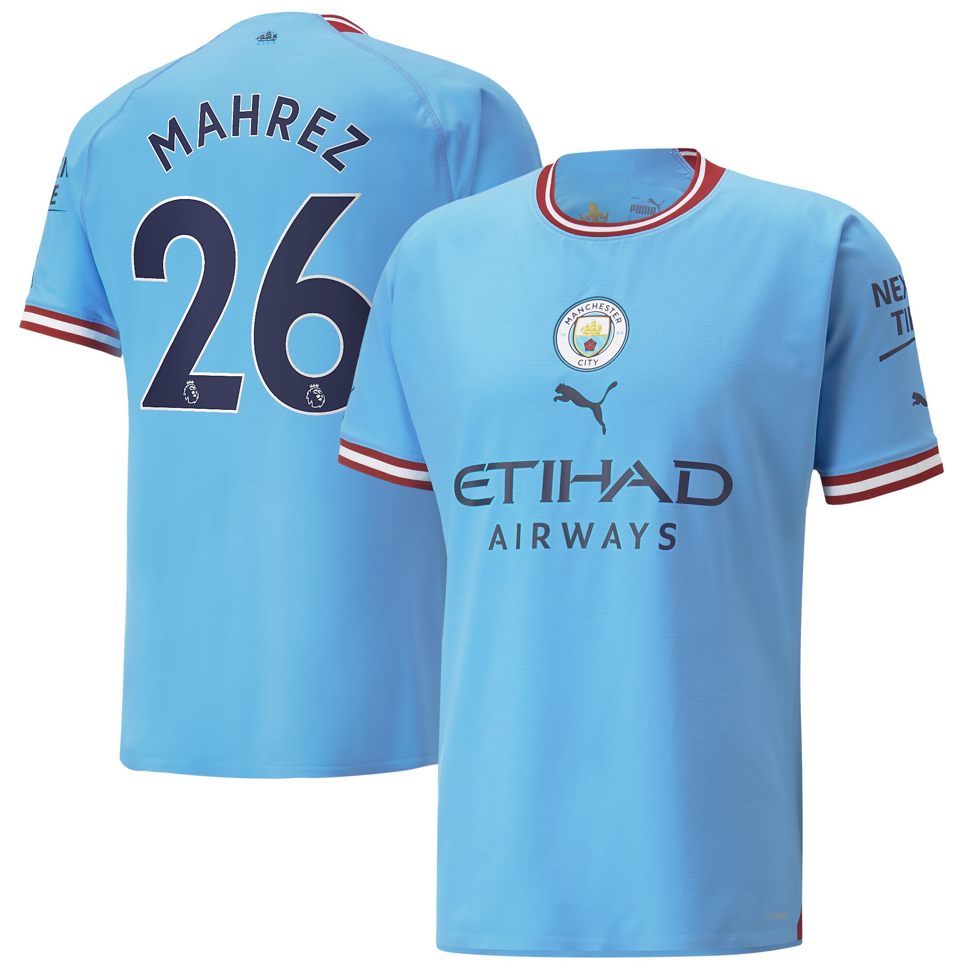Manchester City Home Authentic Shirt 2022 23 With Mahrez 26 Printing