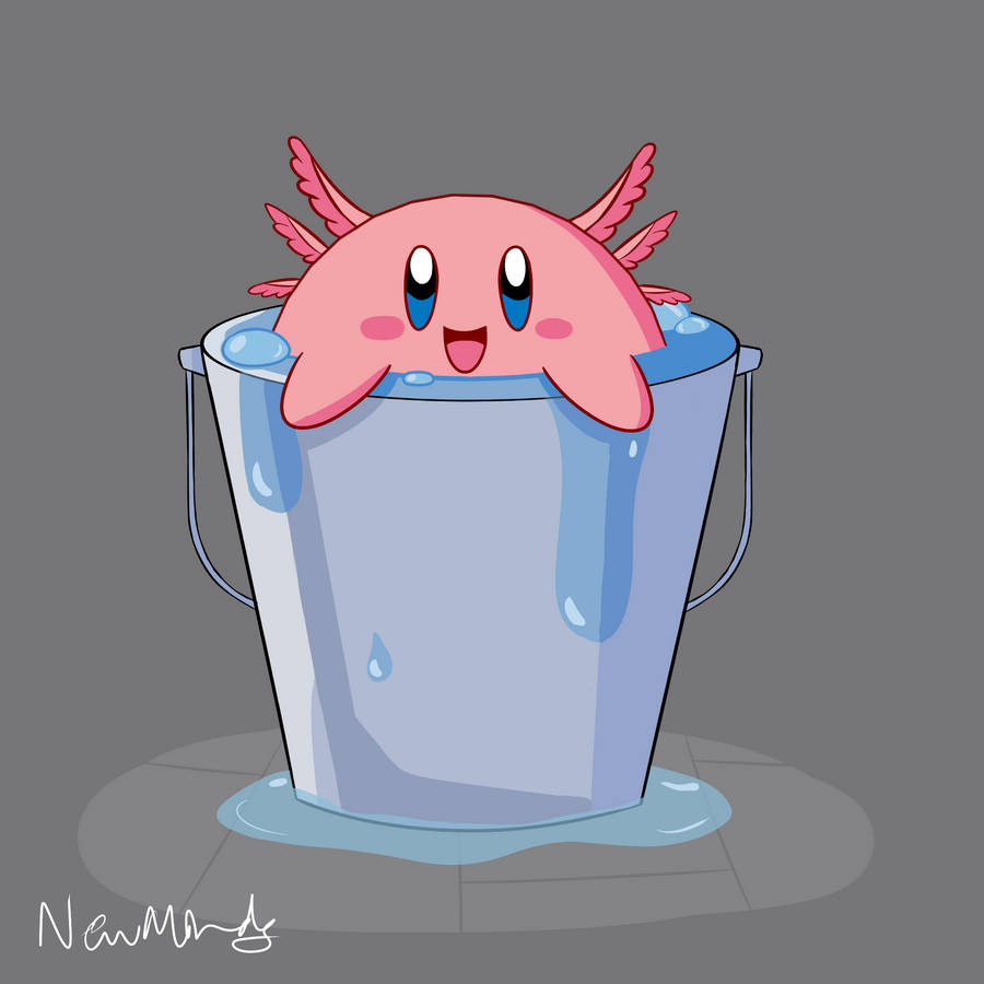 Download Cartoon Axolotl In A Bucket Wallpaper