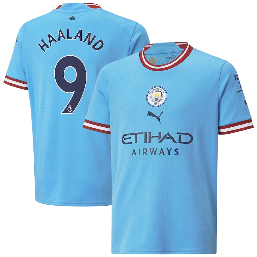 Erling Haaland Manchester City Puma Youth 2022 23 Home Replica Player Jersey