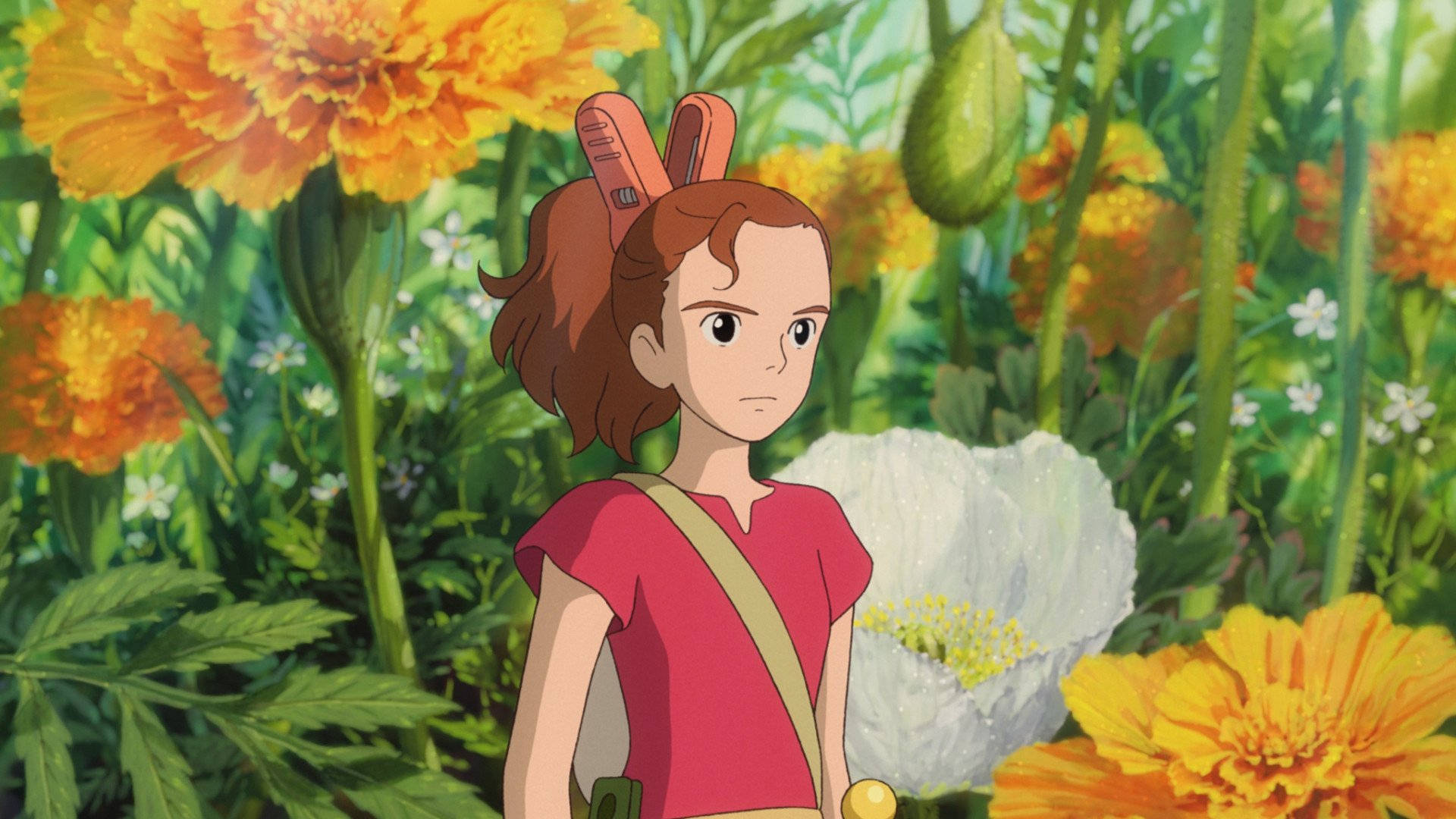 Download Arrietty Orange Flowers Wallpaper