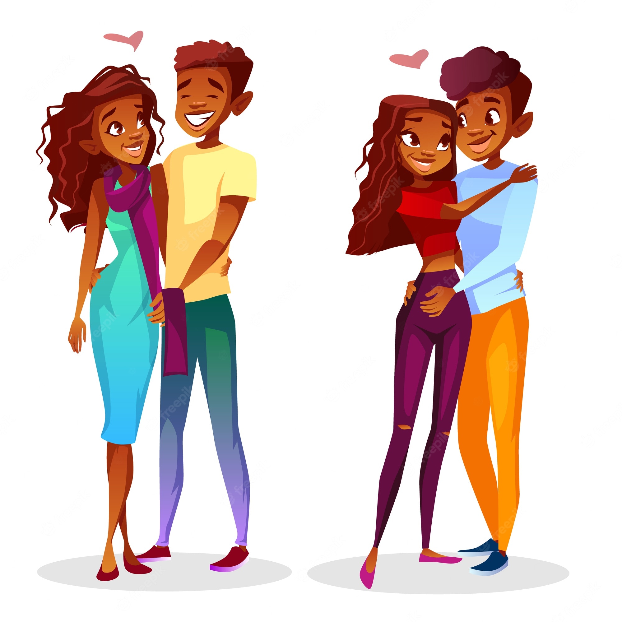 African American Cartoon Love Couple Image