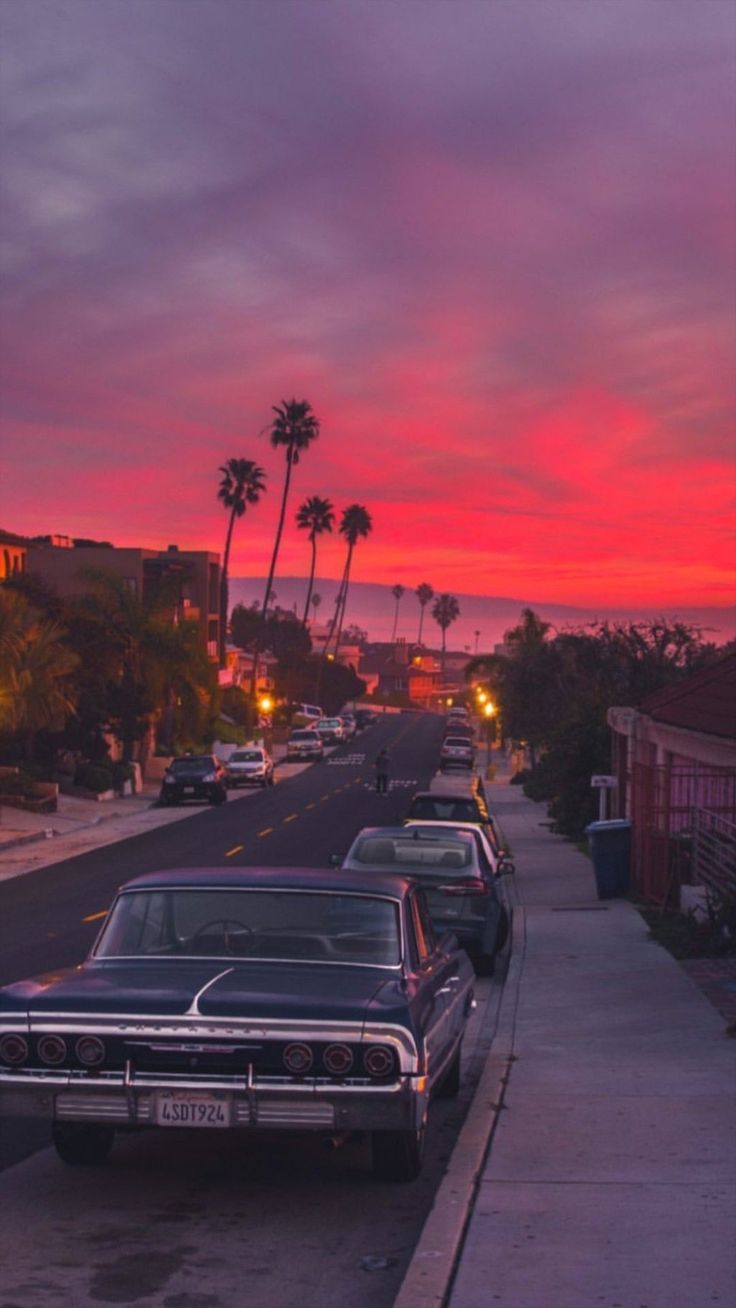 Wallpaper wallpaper scenery landscape # # # # classic car car # # # classic red sunset # # # # # Wallpaper wall. Sunset picture, Sky aesthetic, Sunset city