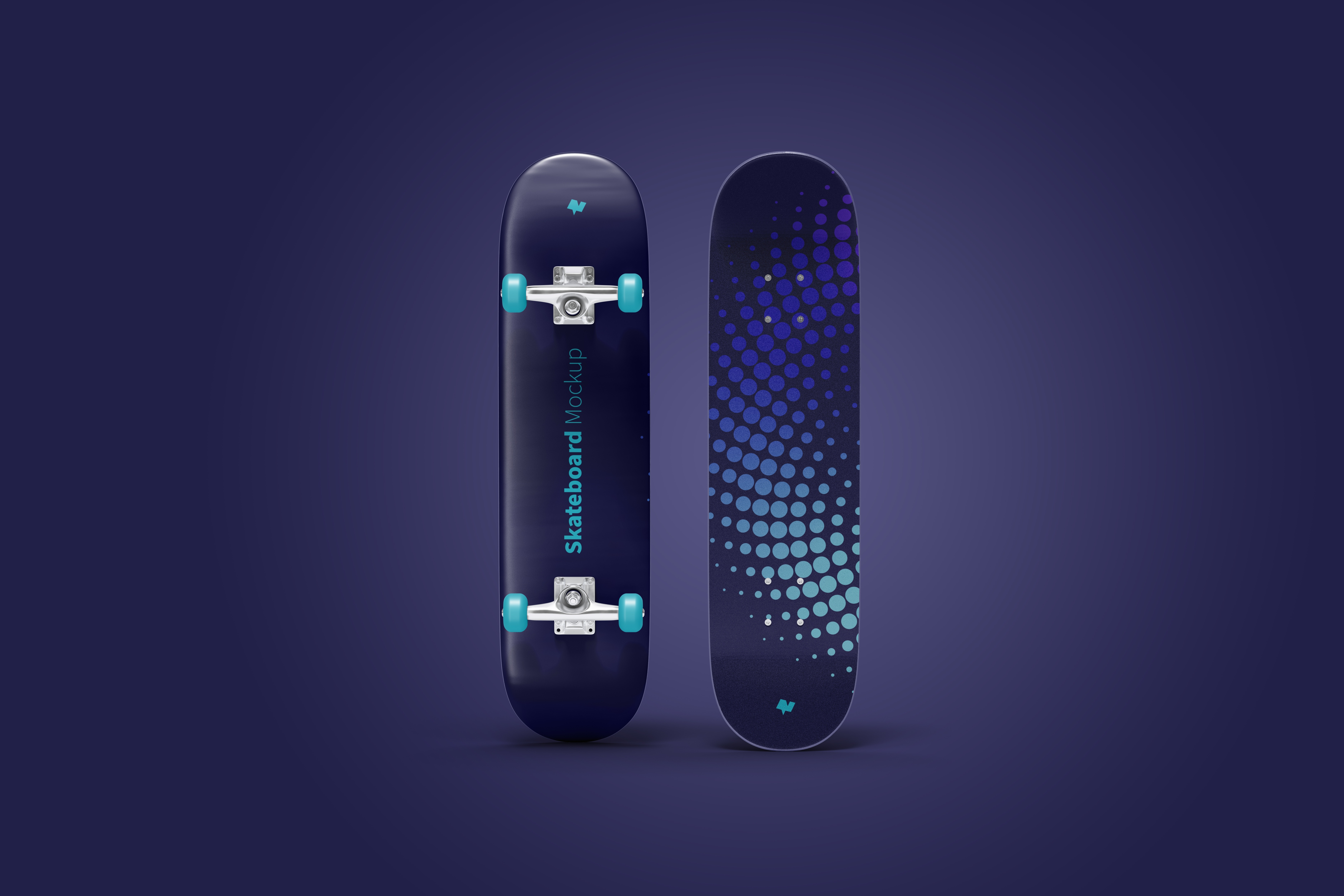 Skateboards PSD Mockup, Front and Back View