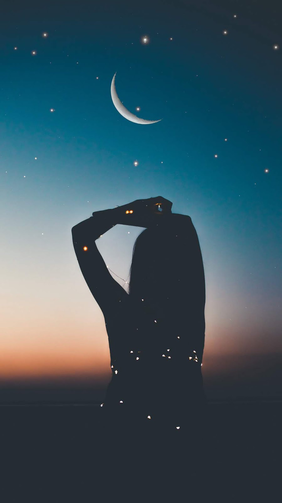 best HD wallpaper for android download, sky, moon, crescent, night, moonlight