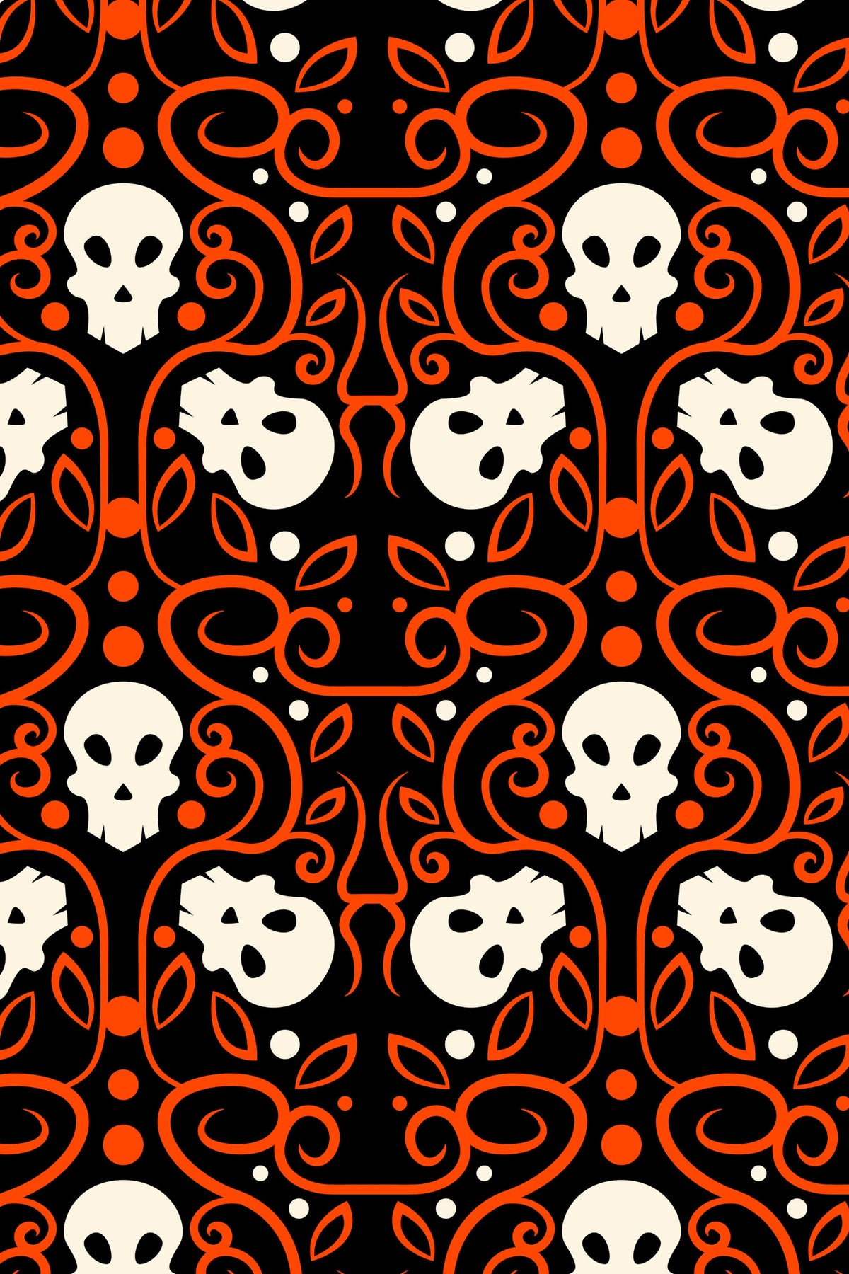 Halloween Wallpaper Spooky Skulls On Red Peel And Stick, Pre Pasted Removable Halloween Wall Decor Design