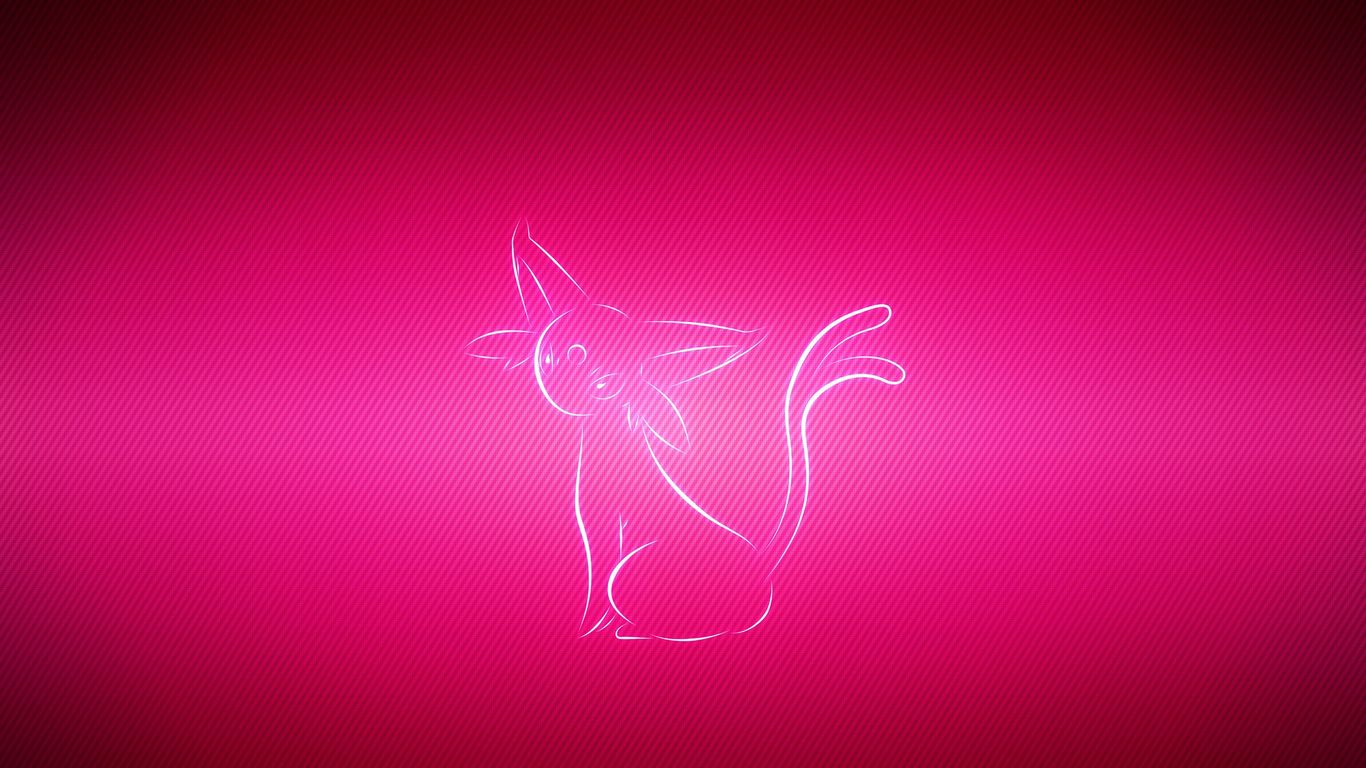 Download wallpaper 1366x768 espeon, pokemon, pink tablet, laptop HD background