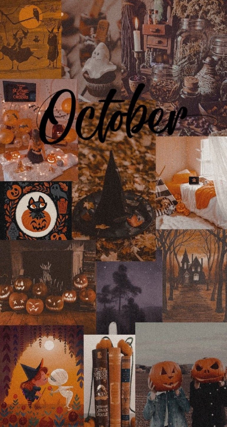 Autumn Collage Wallpaper, Halloween October Collage Wallpaper