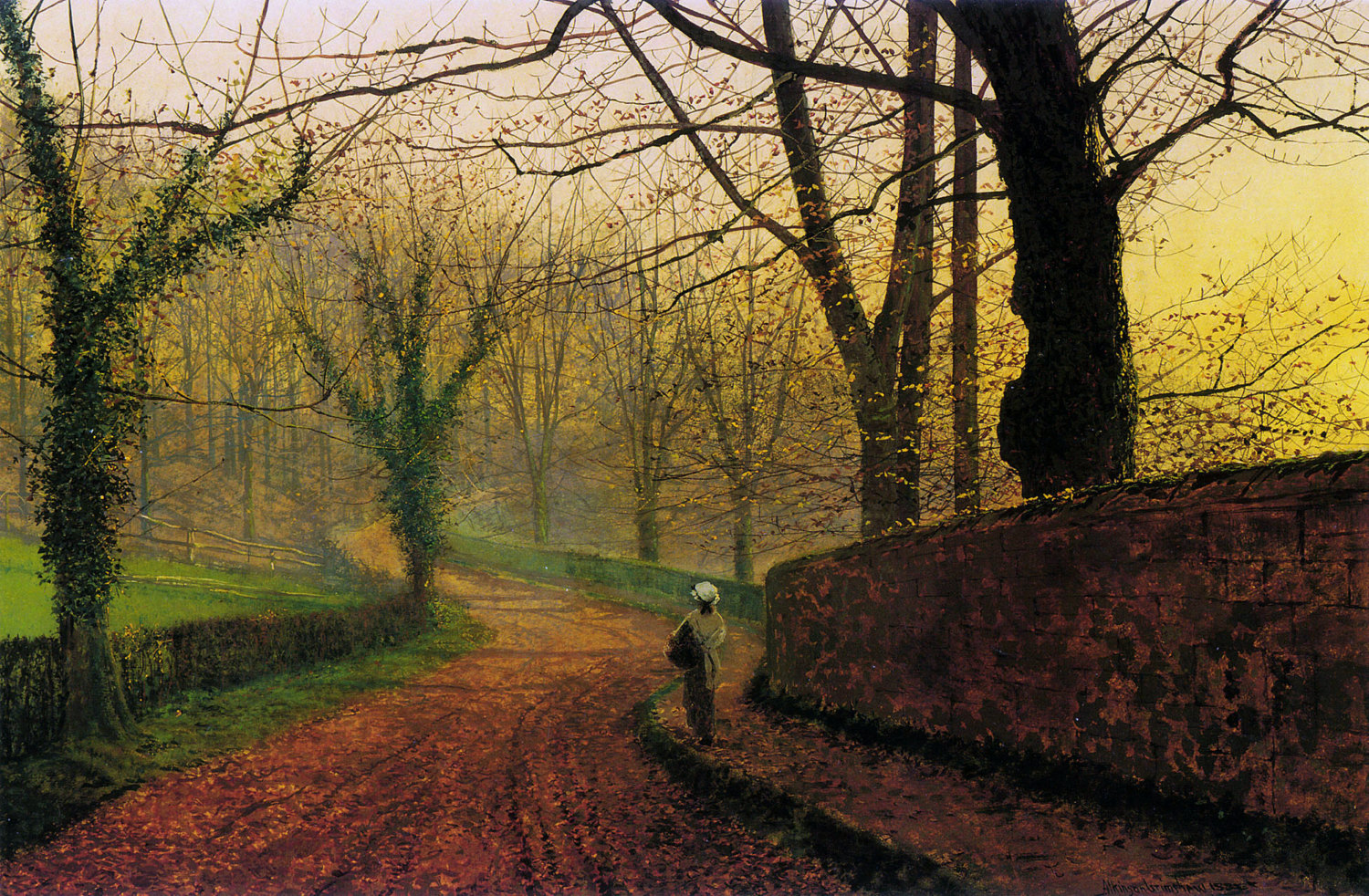 Stapletpon Park near Pontefract Sun by John Atkinson Grimshaw- Famous Art Oil Painting on Canvas