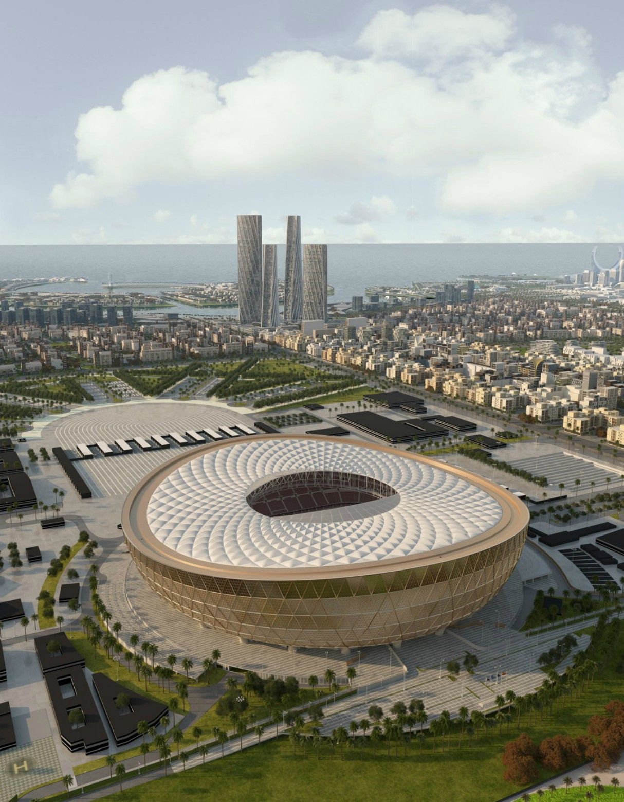 Qatar 2022 World Cup Final Stadium Revealed Joes. Qatar stadium, Stadium architecture, Stadium design