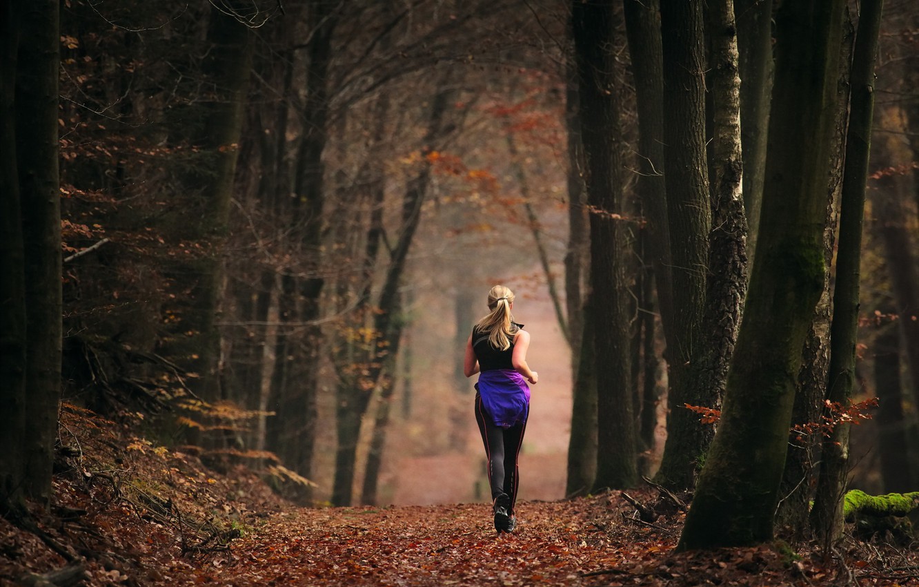 Wallpaper autumn, girl, sport, running image for desktop, section спорт