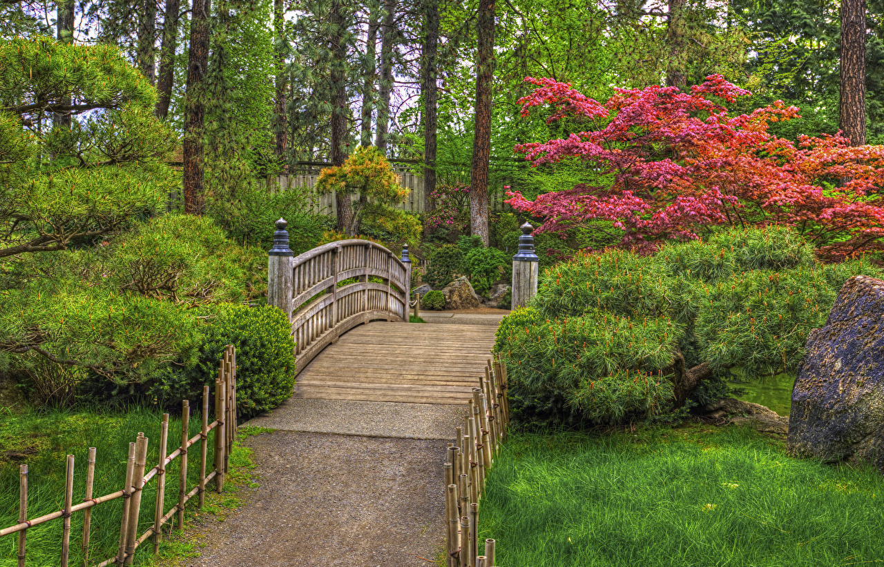 Picture Washington USA Japanese Garden Spokane Nature Bridges