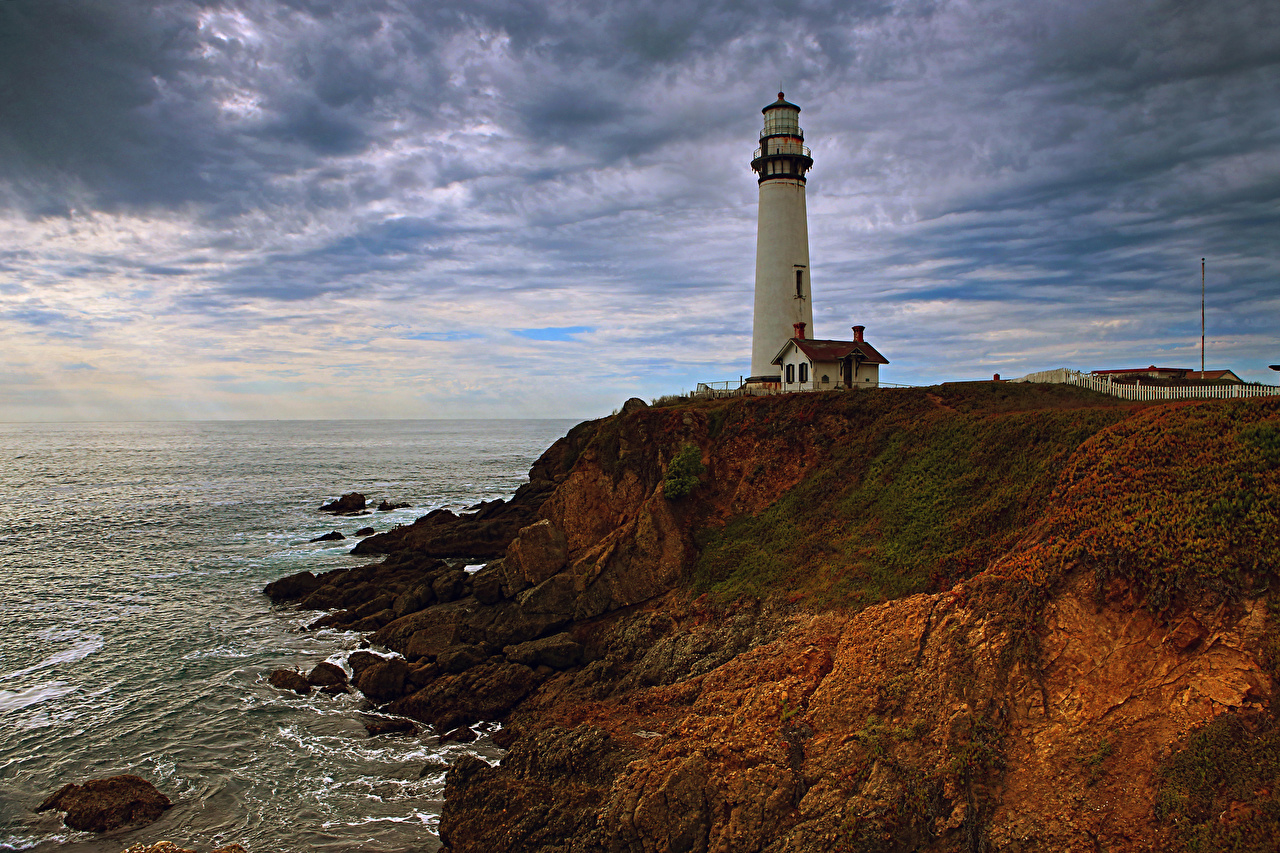 Picture Rock USA Pescadero Sky Nature Lighthouses Autumn California