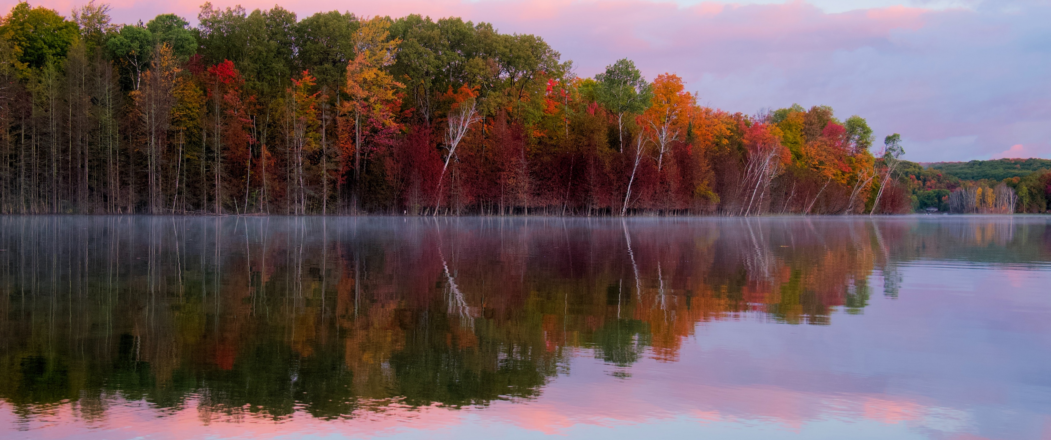 Autumn trees Wallpaper 4K, Forest, Body of Water, Reflection, Lake, Nature