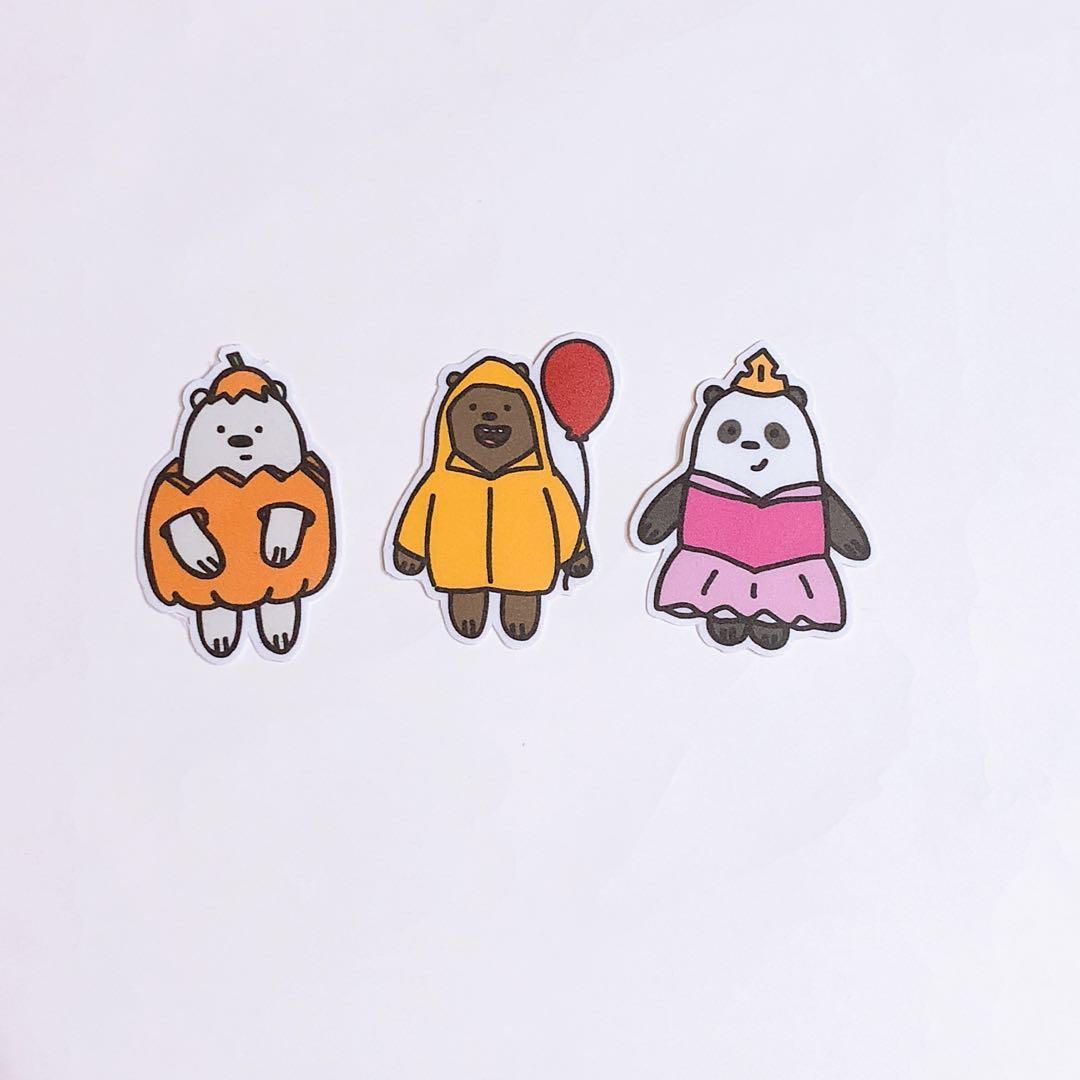 We bare bears Halloween themed stickers, Hobbies & Toys, Stationery & Craft, Occasions & Party Supplies on Carousell