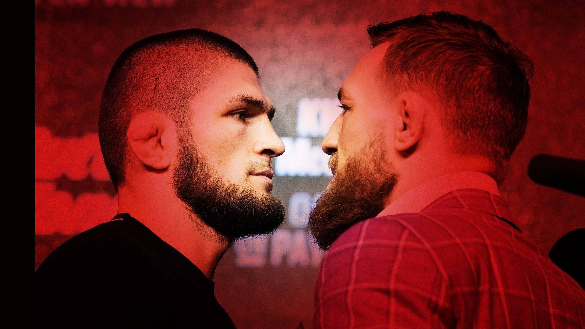 Download Conor Mcgregor And Khabib Nurmagomedov Face Off Wallpaper