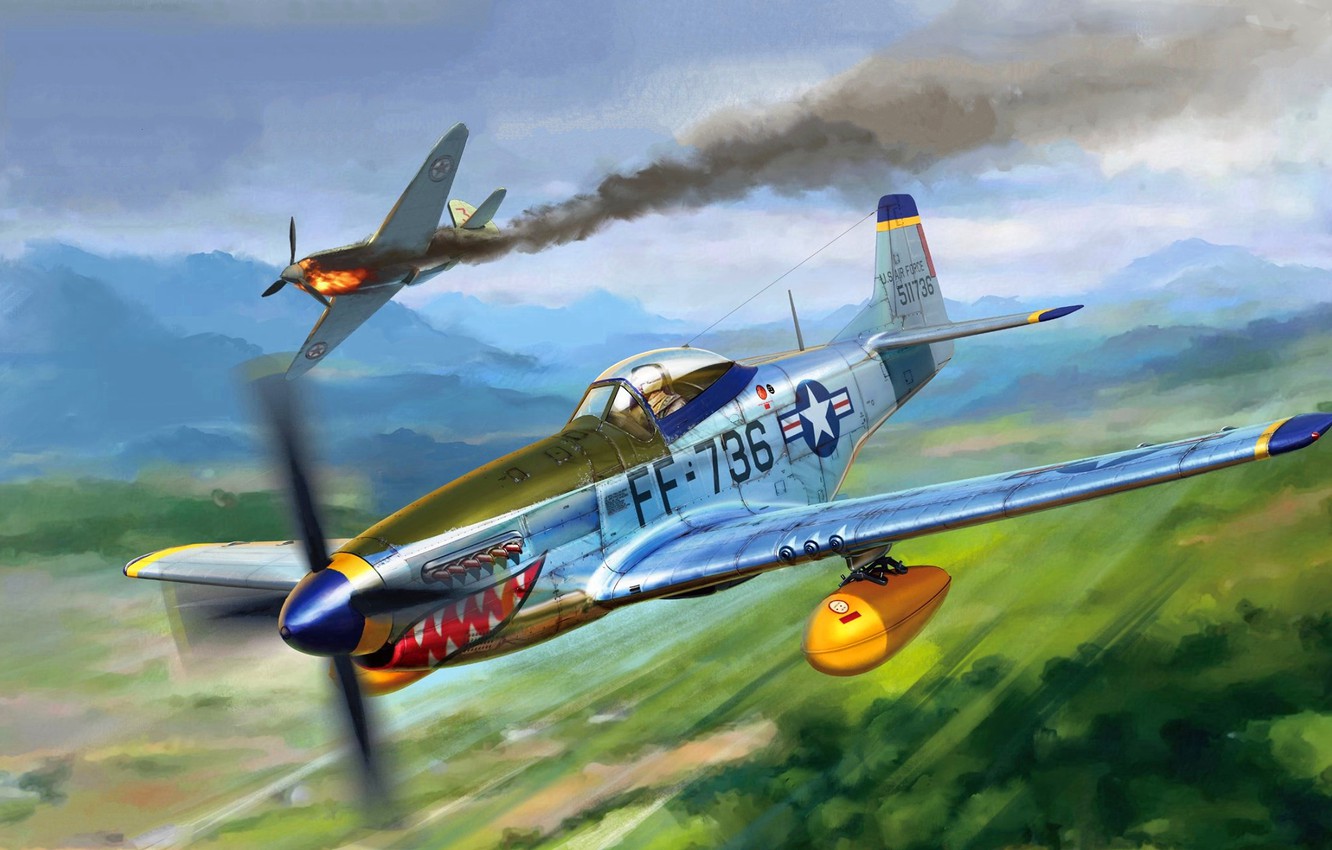 Wallpaper USA, USAF, The Korean War 1950 1953, Yak 9, Korean War, F 51D Mustang Image For Desktop, Section авиация