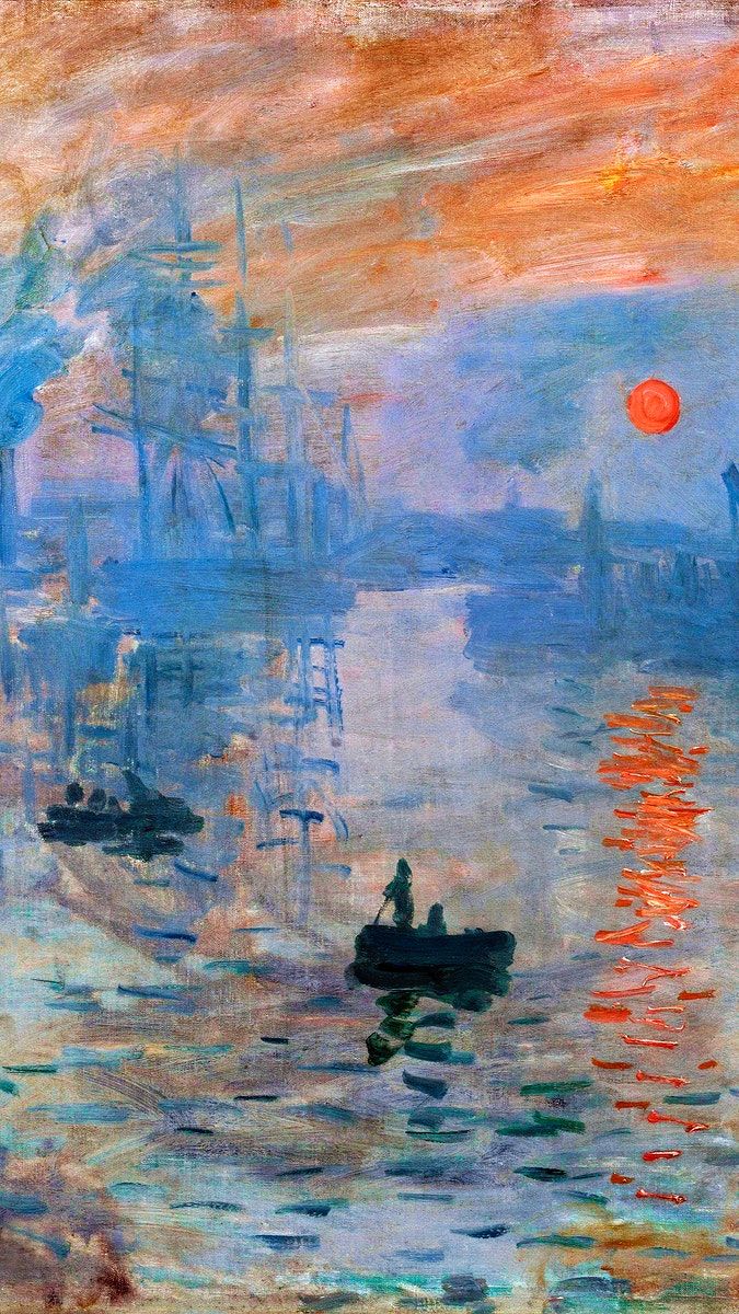 Monet iPhone wallpaper, phone background, Sunrise famous painting. free image / Moss. Famous art paintings, Painting wallpaper, Sunrise painting