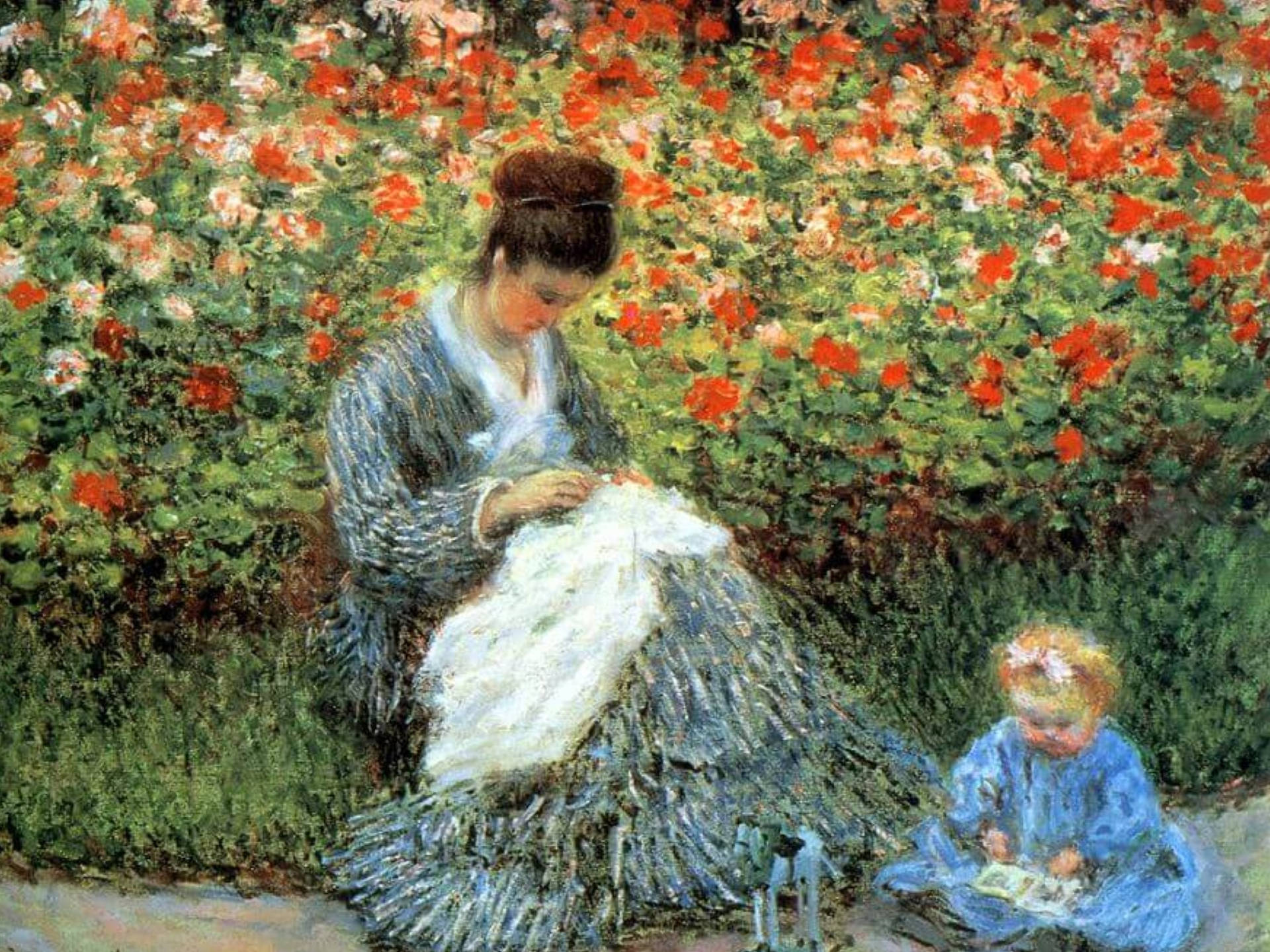 Download Madame And Child Art By Claude Monet Wallpaper