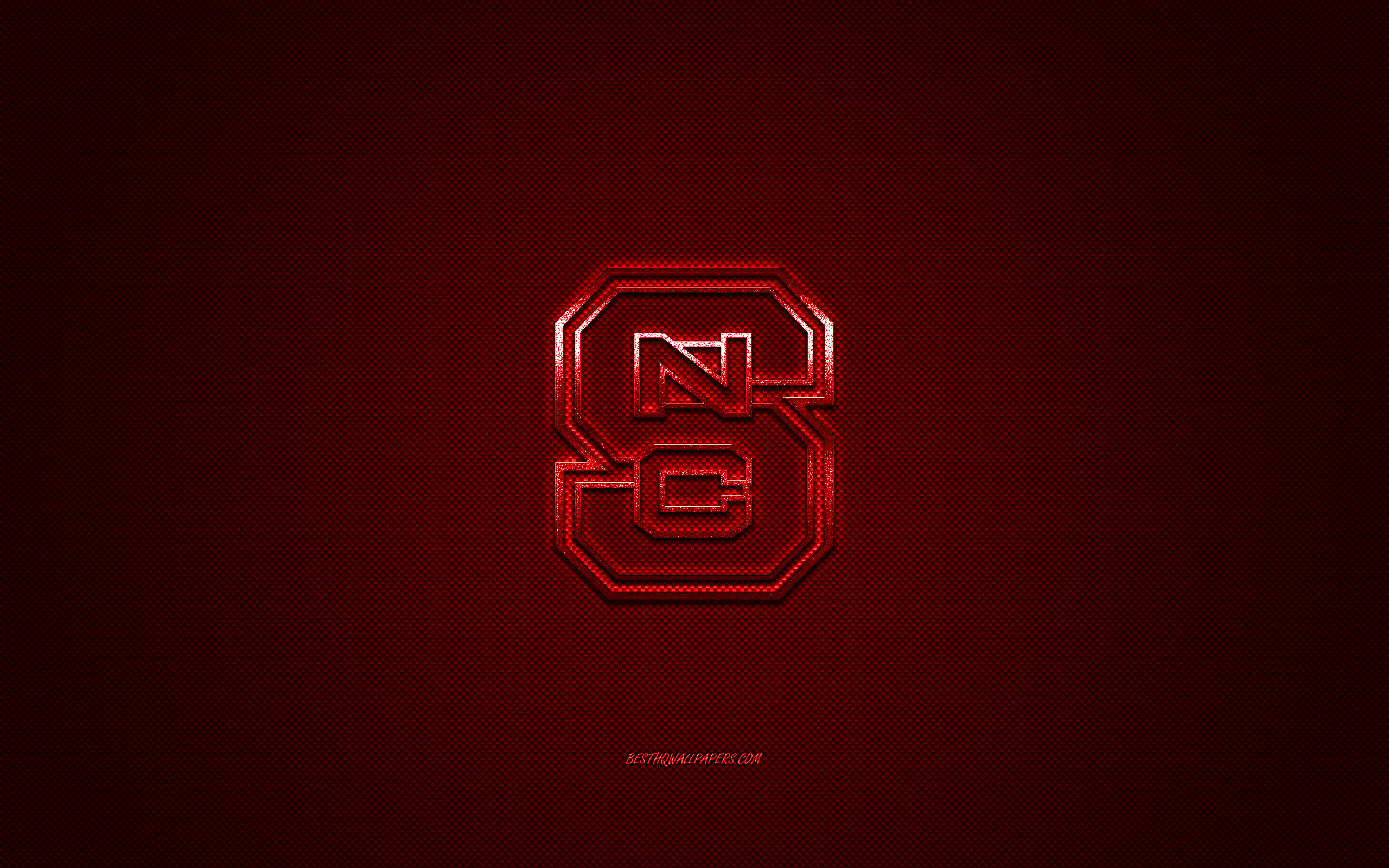 Download wallpaper NC State Wolfpack logo, American football club, NCAA, red logo, red carbon fiber background, American football, Raleigh, North Carolina, USA, NC State Wolfpack for desktop with resolution 2560x1600. High Quality